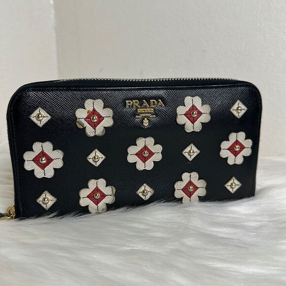 Prada Handbags - 💯Authentic Prada Floral Zipped Around Long Wallet 🍀